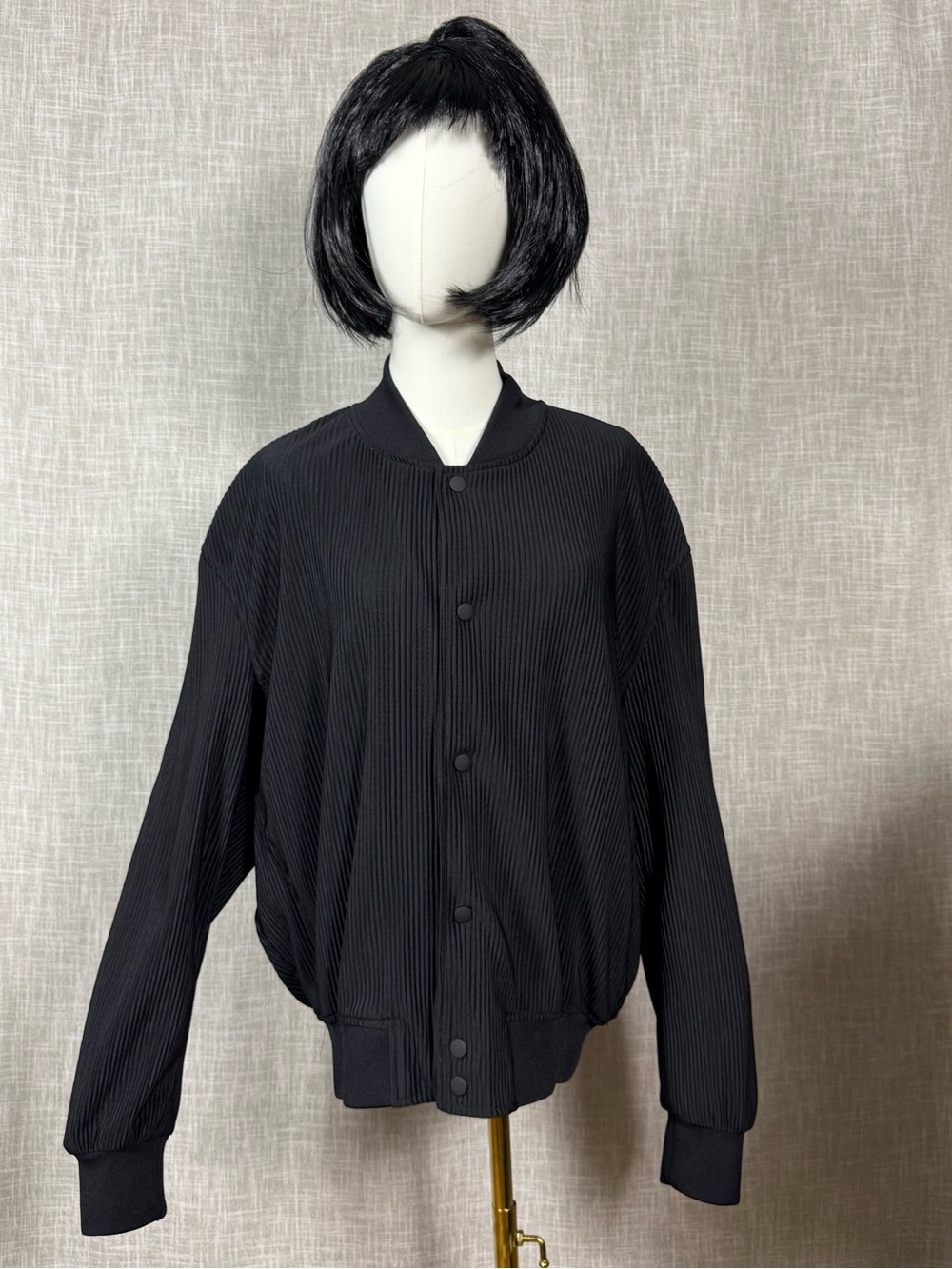 Zara Black Ribbed Bomber Jacket